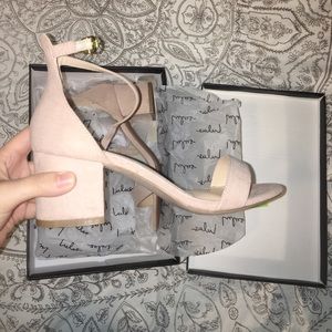 lulus nude suede heels !! brand new !!
